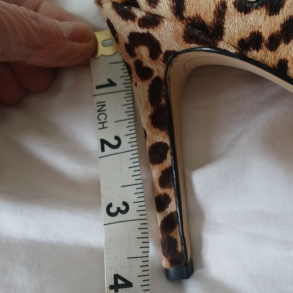 Leopard Print Pointed Toe Mule Heels - Women Sam EDELMAN CALF HAIR BOOTIES - Picture 5 of 5